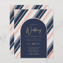 BUDGET marine Blush Pink Rose Gold Wedding INVITE
