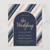 BUDGET marine Blush Pink Rose Gold Wedding INVITE (Voorkant)