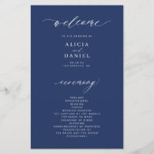 Budget marine en wit elegant huwelijksprogramma (Voorkant)