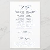 Budget marine en wit elegant huwelijksprogramma (Achterkant)