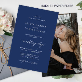 Budget marine en witte foto bruiloft uitnodiging flyer