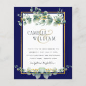 BUDGET MARINE GOUD Eucalyptus Huwelijksuitnodiging Flyer (Voorkant)