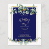 BUDGET MARINE GOUD Eucalyptus Huwelijksuitnodiging Flyer (Voorkant)