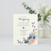 BUDGET marine Koral Floral Wedding Invitations (Staand voorkant)