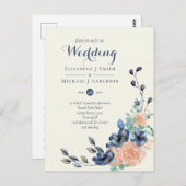 BUDGET marine Koral Floral Wedding Invitations Briefkaart (Voorkant / Achterkant)