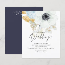 BUDGET marine White Gold Floral Wedding Invite