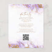 Budget Marmer Lavendel Gouden QR Code Trouwuitnodi (Achterkant)