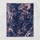 Budget Marmer Navy Blauwe Roze Gouden Trouw Uitnod (Achterkant)