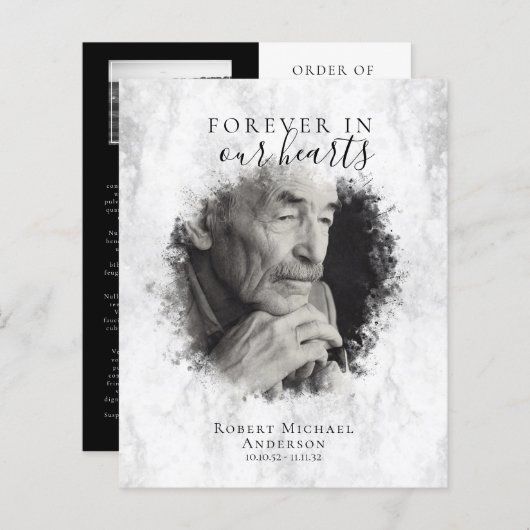 BUDGET Marmer Photo Funeral Programme (Voorkant / Achterkant)