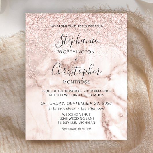 Budget Marmer Roos Gold Glitter Weddenschap