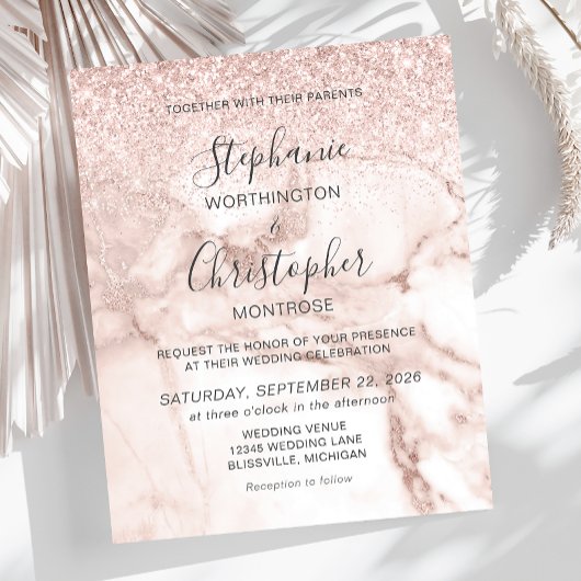 Budget Marmer Roos Gold Glitter Weddenschap