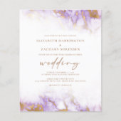 Budget Marmeren Lavendel Goud QR Code Huwelijksuit (Voorkant)