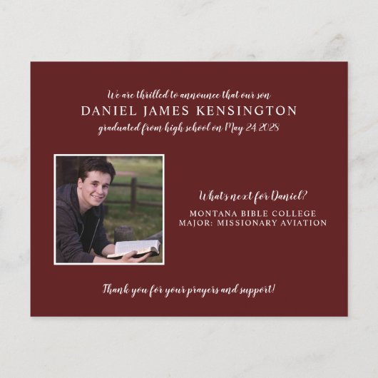 Budget Maroon Christelijk Afstuderen Foto Collage (Achterkant)