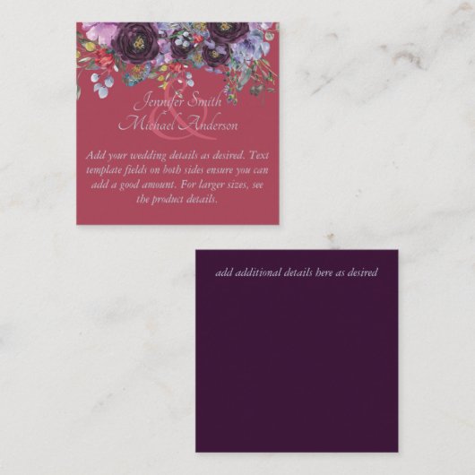 Budget Maroon Pink Floral Wedding Sjabloon (Voorkant / Achterkant)