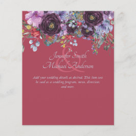 Budget Maroon Pink Floral Wedding Sjabloon