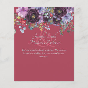 Budget Maroon Pink Floral Wedding Sjabloon