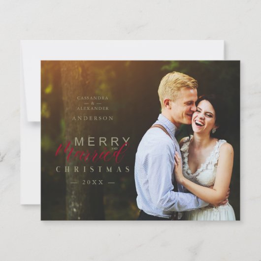 Budget Married & Merry Newlywed Photo Christmas  (Voorkant)