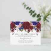 BUDGET Marsala Blue Pink Floral Weddenschap Briefkaart (Staand voorkant)