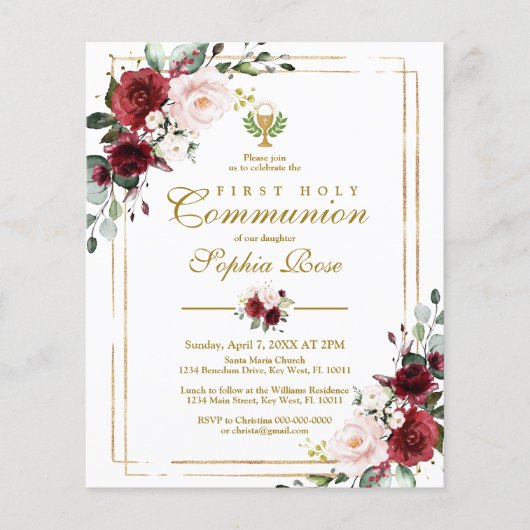 Budget Marsala & Gold Chalice Communityuitnodiging (Voorkant)