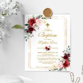 Budget Marsala & Gold Lijst Baptisme Uitnodiging