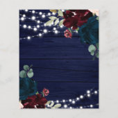 Budget Marsala & Navy Flowers Rustic Invitation (Achterkant)