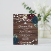 Budget Marsala & Navy Graduation Party Uitnodiging (Staand voorkant)