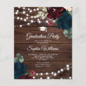 Budget Marsala & Navy Graduation Party Uitnodiging (Voorkant)