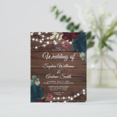 Budget Marsala & Navy Rustic Wedding Invitation (Staand voorkant)