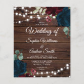 Budget Marsala & Navy Rustic Wedding Invitation (Voorkant)