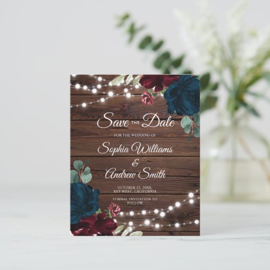 BUDGET Marsala & Navy Rustic Wood Bespaar op datum (Staand voorkant)