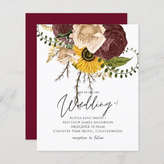 BUDGET Marsala Rozen Sunflower Weddenite (Voorkant / Achterkant)