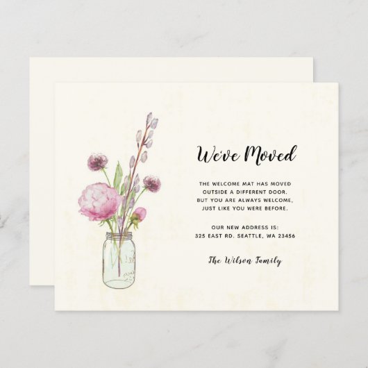 Budget Mason Jar We hebben nieuwe adreskaarten ver (Voorkant / Achterkant)