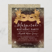 Budget Masquerade Bourgogne Gouden Glitter Verjaar (Voorkant / Achterkant)