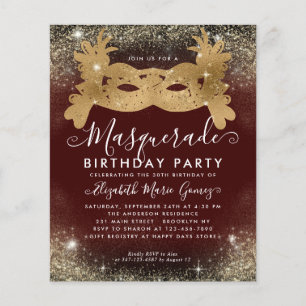 Budget Masquerade Bourgogne Gouden Glitter Verjaar