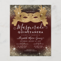 Budget Masquerade Bourgogne Rode Gouden Glitter Qu