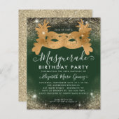 Budget Masquerade Groen Goud Glam Glitter Verjaard (Voorkant / Achterkant)