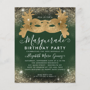 Budget Masquerade Groen Goud Glam Glitter Verjaard