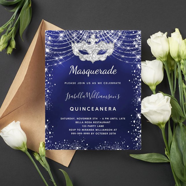 Budget Masquerade marvy blue Silver Quinceanera (Creator heeft geüpload)