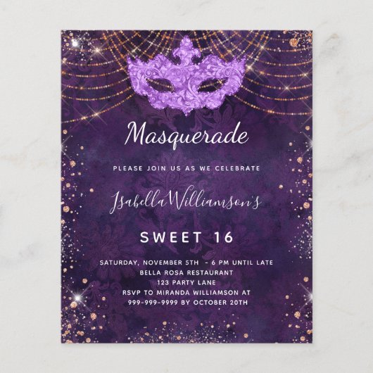 Budget masquerade paars roos gold 16 (Voorkant)