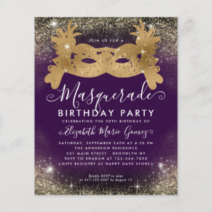 Budget Masquerade Paarse Gouden Glitter Verjaardag