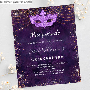 Budget masquerade Quinceanera paars roos gold