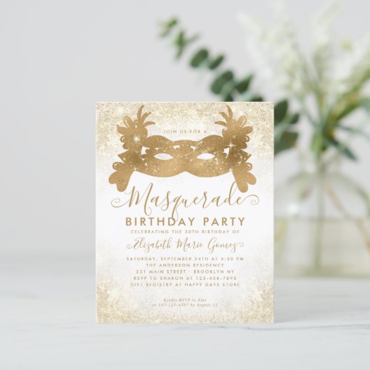 Budget Masquerade Wit Goud Glitter Dust Verjaardag (Staand voorkant)