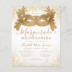 Budget Masquerade Wit Goud Glitter Quinceanera