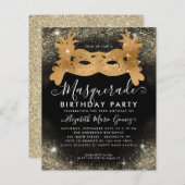 Budget Masquerade Zwart Goud Glam Glitter Verjaard (Voorkant / Achterkant)