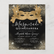 Budget Masquerade Zwart Goud Glitter Quinceanera