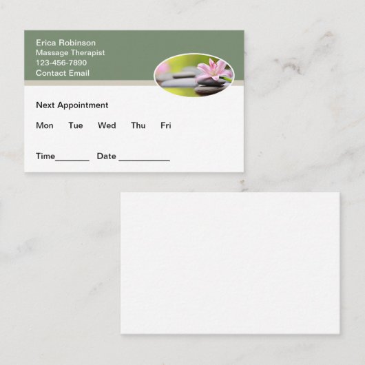 Budget Massage Therapie Afspraak Visitekaartjes Afsprakenkaartje (Voorkant / Achterkant)