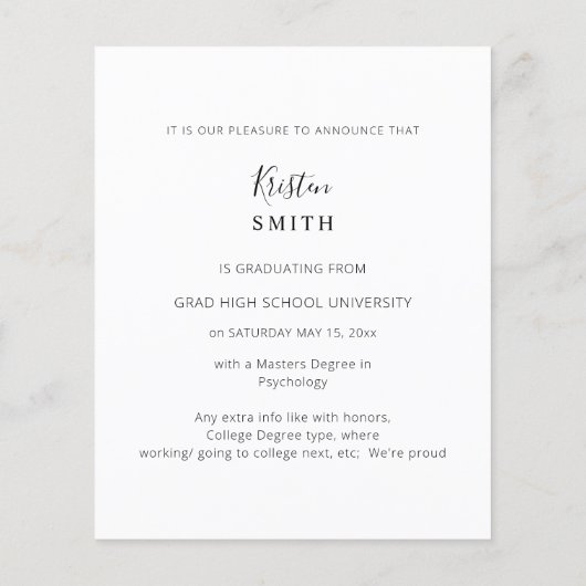 Budget Mastered It Gold Afstuderen Foto Announceme Flyer (Achterkant)