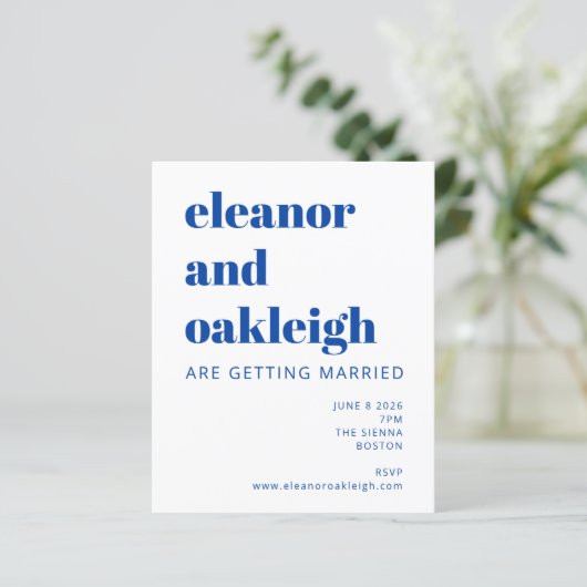 Budget Matisse Botanical Blue Wedding Invite (Staand voorkant)