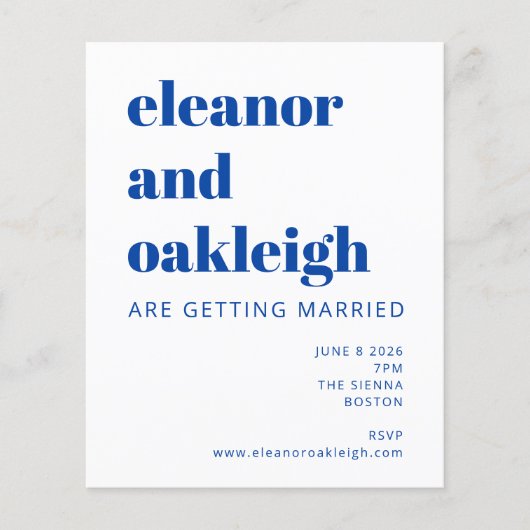 Budget Matisse Botanical Blue Wedding Invite (Voorkant)