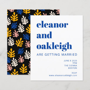 Budget Matisse Botanical Blue Wedding Invite